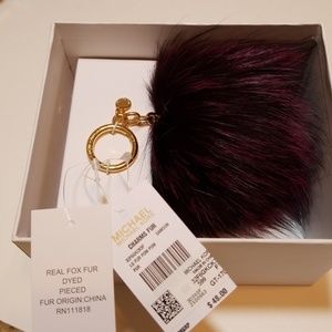 NWT Lg Michael Kors Damson Fur Pom Pom